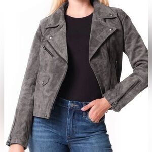 Blank NYC Vital Signs Leather Jacket in Silver Screen size S